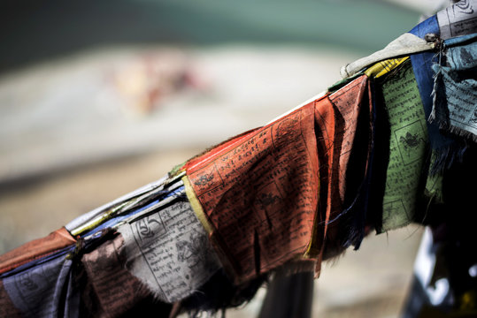 Prayer Flag and River Background