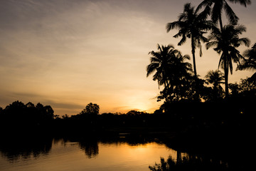 Fototapeta premium Sunset at reservoir