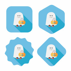 ghost flat icon with long shadow,eps10