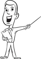 whiteboard drawing - businessman standing pointing
