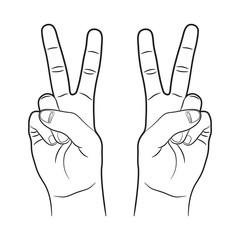 Victory Hand Sign Outline Vector