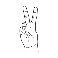 Victory Right Hand Sign Outline Vector