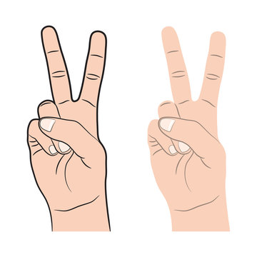 Victory Right Hand Sign Vector