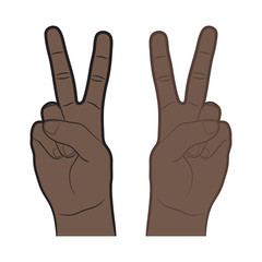 Victory Color Hand Gesture - Illustration