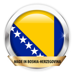 made in bosnia silver badge isolated button