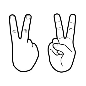 Cute Victory Hand Sign Icon Gesture Vector