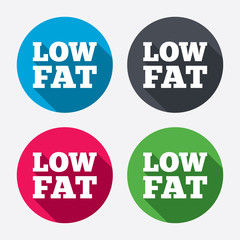 Low fat sign icon. Salt, sugar food symbol.