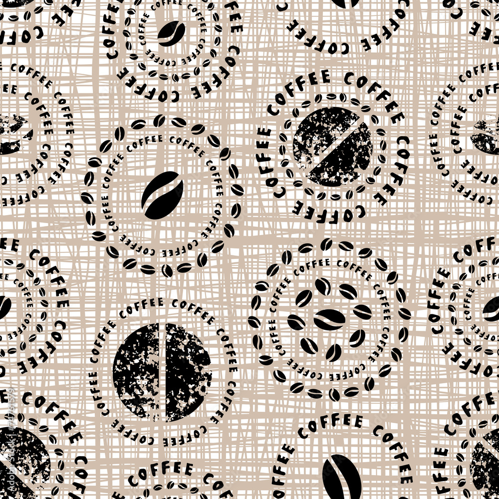 Poster Coffee pattern on canvas texture