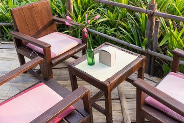 The table and natural view from restaurant
