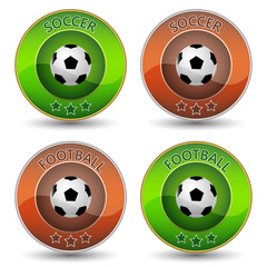 Soccer or football vector icon or badge with ball