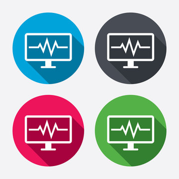 Cardiogram Monitoring Sign Icon. Heart Beats.