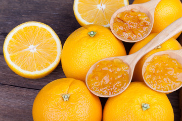 fresh orange with orange jam