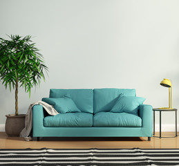 Contemporary teal sofa