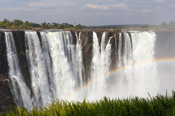 The Victoria falls with mist from water
