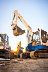 Excavator machines  on the construction site