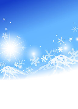 青空　雪山　雪の結晶