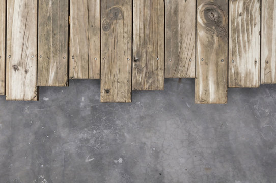 Wooden texture and concrete background