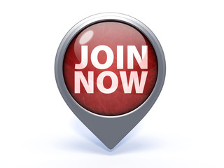 Join now circular icon on white background