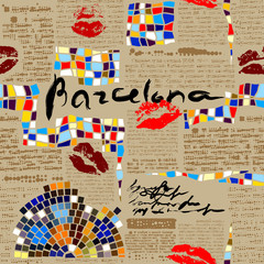 Imitation of newspaper Barcelona with mosaics.