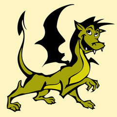 Fototapeta premium Cartoon character of funny little dragon_02