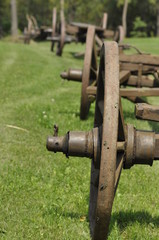Wagon with wooden wheels. Museum