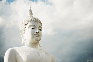 Fototapeta na wymiar Big White Buddha statue in Thailand