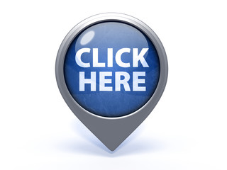 Click here circular icon on white background