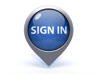 sign in circular icon on white background