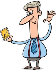 businessman and graph on tablet