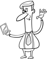 businessman and graph on tablet