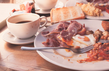 Traditional english breakfast in cafe