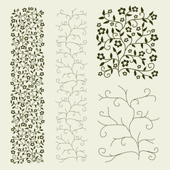 seamless pattern background set with abstract plants