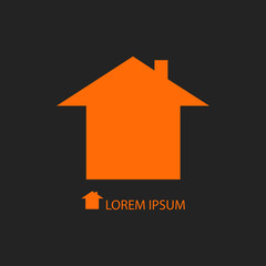 Orange house as logo on black