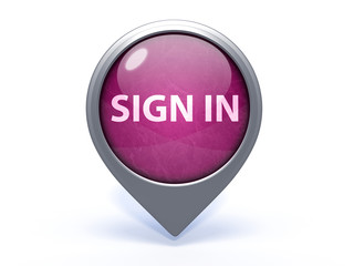 sign in circular icon on white background