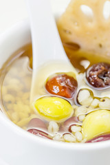 Lotus root and ginkgo nut in longan syrup