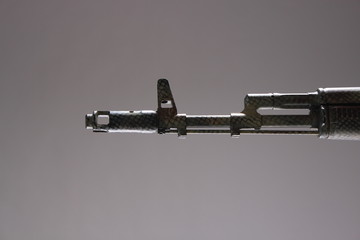 AKM (Avtomat Kalashnikova) Kalashnikov assault rifle on white