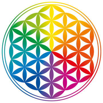 Flower of Life Rainbow Colors With Gradients