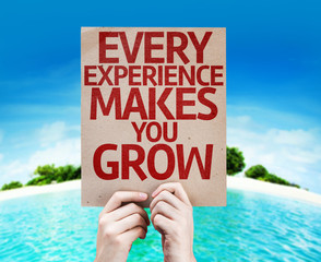 Every Experience Makes You Grow card with a beach