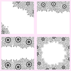 set of frames with flowers