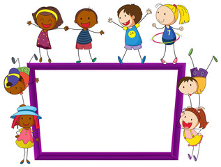 Naklejka premium Children and frame