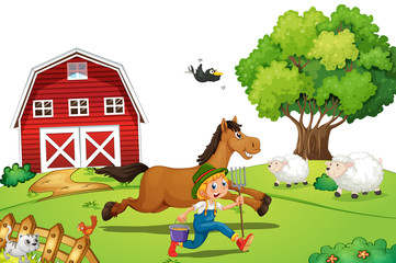 Farmer and horse