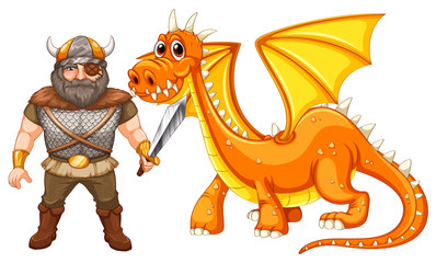 Fototapeta premium Dragon and viking