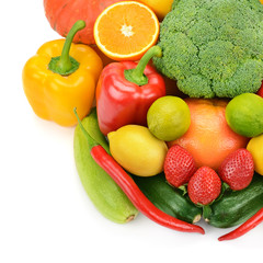 fruits and vegetables isolated on white background