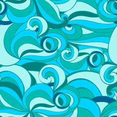 Blue waves seamless pattern.