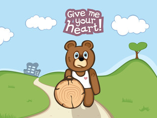 Give me your heart. Bear with bat.