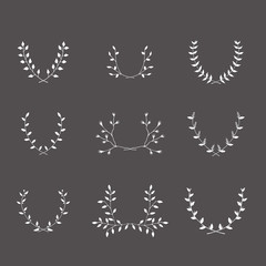 Hand-drawn silhouettes brackets branches graphic design elements