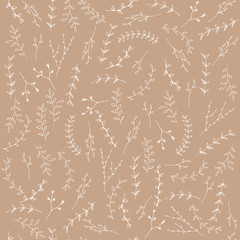 Hand-drawn branches seamless pattern