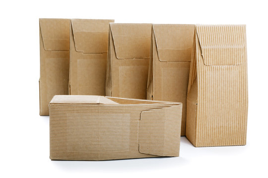 boxes from the goffered cardboard isolated on a white background