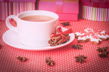 tea and christmas cookies