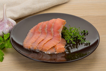 Sliced salmon
